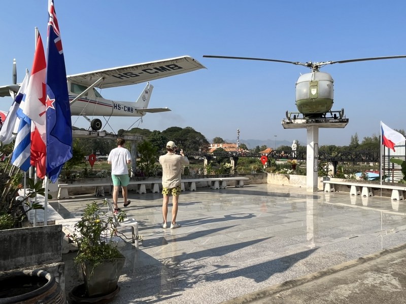 Helicopter on display at JEATH War Museum in Kanchanaburi.