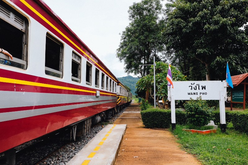 Train pass wang pho station Kanchanaburi